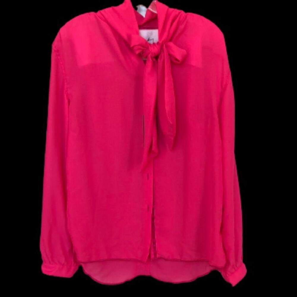ARNOLD ZIMBERG Hot Pink Bow Collar Long Sleeves